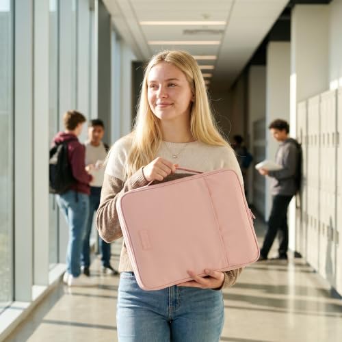 Sturdy 3 Ring Zipper Binder with Strap for School - Beautiful 1 Inch Zip Up Binder with 5-Tab Dividers Holds 420 Sheets, Books & Laptop - Easy to Carry Trapper Keeper Made of Premium Fabrics - color: Pink