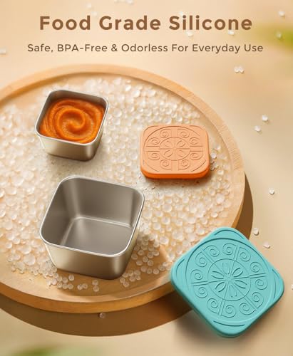3 Pack 6oz Stainless Steel Snack Containers and 3 Pack 2oz Salad Dressing To Go Containers with Silicone Lids, Reusable Square Meal Prep Condiment Sauce Containers Lunch Box Accessories - color: ‌Berry Sweet‌