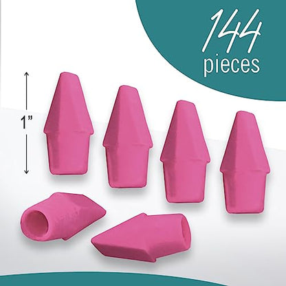 Pencil Top Erasers, 144 Count Pink Cap Erasers, Pink Eraser Tops, Pencil Toppers, Pencils Cap Eraser - size: 144 Count Pencil Caps