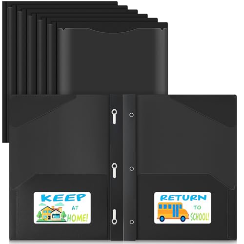 Henoyso 24 Set Take Home Folders with Clear Front Pocket, School-to-Home Communication Folder Bulk for Back to School Classroom, Heavy Duty Plastic Parent-Teacher Homework Folders (Black) - color: Black