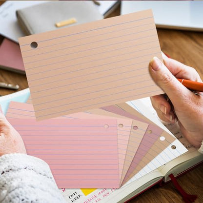 Epakh 300 Pieces Lined Index Cards 180 GSM Thick Flash Cards with Rings Notecards Punched Back to School for Studying Adults Home College Office(4 x 6 Inch,Yellow Series) - color: Yellow Series, size: 4 x 6 Inch