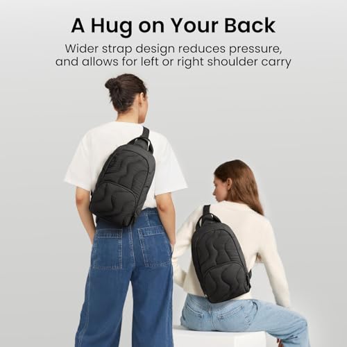 tomtoc 10L Puffy Sling Backpack for Women Girls, Trendy Puffer Quilted Padded Crossbody Bag for 13-inch Macbook Neo A3404 A18, 11-inch iPad Air/Pro, Nintendo Switch 2, Lightweight Travel Chest Daypack - color: Lavascape
