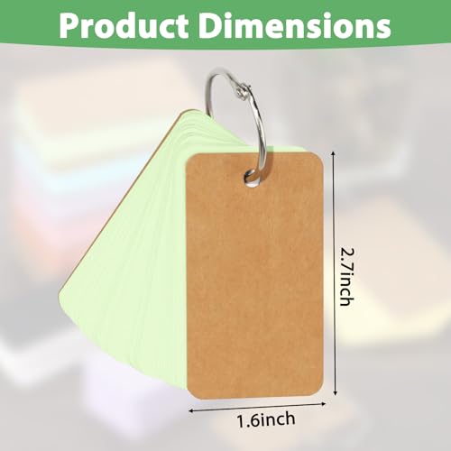 3 Pack Colored Flash Cards, 150 Sheets Blank Study Notecards with Binder Ring, 2.7" x 1.6"