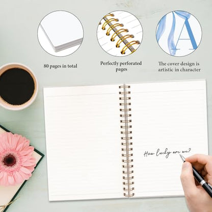 JXREQ Coquette Blue Bow Personalized Notebook, Initial Letter A Monogram Journal, Preppy Girly Ribbon Bow Journal, Monogrammed Gifts for Women, Aesthetic Spiral Notebook 5.5x8.3 - color: A Blue