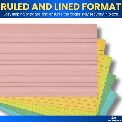1InTheOffice Ruled 4" x 6" Index Cards, Assorted Pastel, 200/Pack