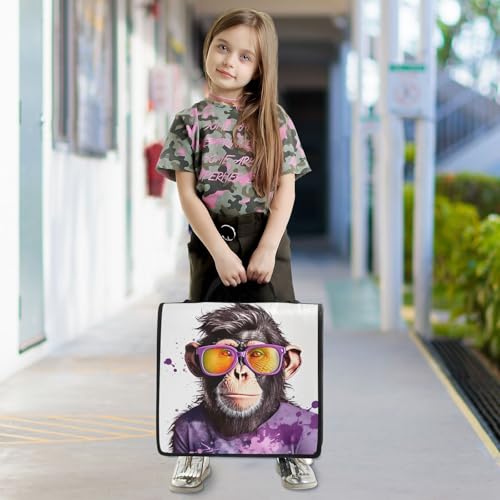 Cool Monkey Zipper Binder 3 Ring with Shoulder Strap and Handle Multiple Pockets Expanding File Folder Organizer