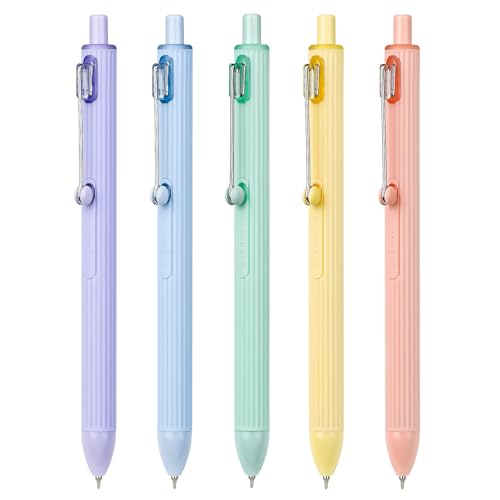 Ddaowanx Gel Pens,5Pcs Fine Point Smooth Writing Pens with Textured Silicone Pen Sleeve into a Sensory ADHD Tool,0.5mm Quick Dry Black Ink for Journaling,Writing,Note Taking,Office&School Supplies - color: Candy