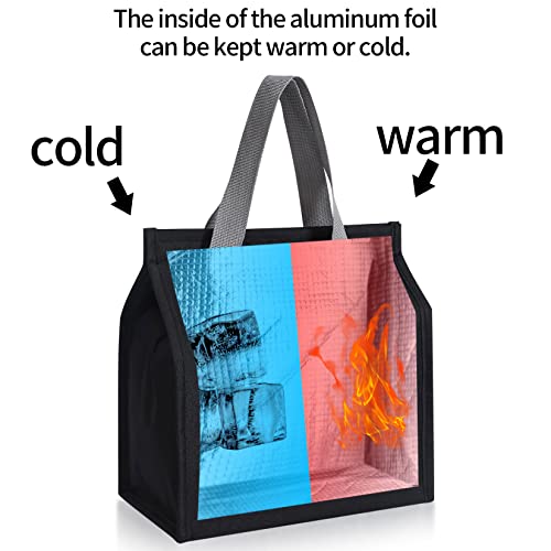2pcs Black Lunch Bag Insulated, Lunch Box Bag, Reusable Lunch Tote Bag | small lunch tote,tasty food lunch bag,small cooler bag,Lunch Box Container Bag Insulated for Women, Men, Work, Office, Travel - color: Black