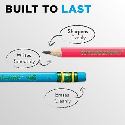Ticonderoga My First Tri-Write Wood-Cased Pencils with Sharpener, Pre-Sharpened, 2 HB, With Erasers, Neon Colors, 2 Count, 6 Packs - style: 2 Count, 6 Packs