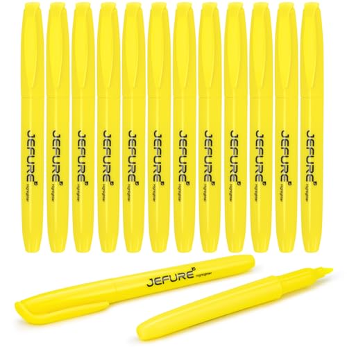 12 Pcs Highlighters, Chisel Tip, Yellow Bible Highlighters Bulk - Quick Dry, Ideal for Studying, Note-Taking, School, College, Office, Teacher & Student Supplies - color: Yellow, size: 1 Count (Pack of 12)