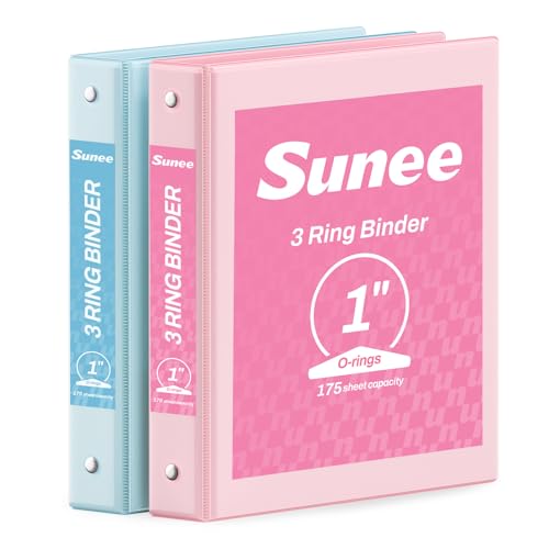 SUNEE 3 Ring Binder 1 Inch 2 Pack, Clear View Binder Three Ring PVC-Free (Fit 8.5x11 Inches) for School or Office Supplies, Pink & Blue - color: Pink & Blue, size: 1 Inch