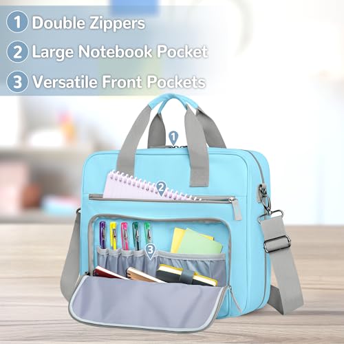 Yarwo 2026 Upgraded Zipper Binder 3 Ring with Pencil Pouch, 500 Sheets Binder Bag with 5-Tab Expanding File Folder and 14” Laptop Padded Sleeve, Portable Zipper Bag for College, Office, Home, Blue - color: Blue