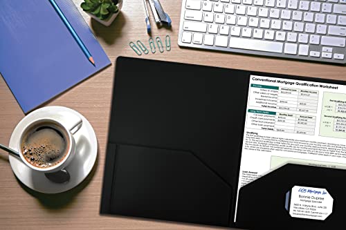 Better Office Products Heavyweight Plastic 2 Pocket Portfolio Folder, Letter Size Poly Folders 24 Pack (Black) - color: Black