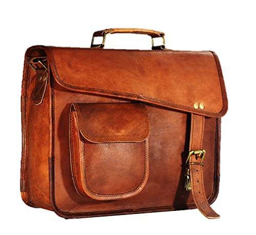 URBAN DEZIRE Men's Genuine Leather Small Briefcase Messenger Satchel I pad Tablet Bag 13 inch - size: 13" Length x 10" Height x 3.5" Depth