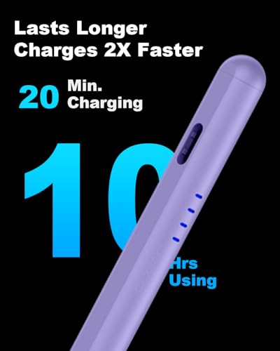 Stylus Pen for iPad 2018-2026, 2X Fast Charge Active Pencil with Palm Rejection Compatible with Apple iPad 11(A16)/10/9/8/7/6, i-Pad Pro M5/M4/12.9"/11", Air M4/M3/M2/5/4/3, Mini 6/5-Gradient Purple - color: Gradient Purple