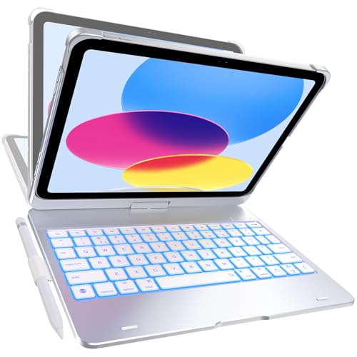 typecase Flexbook iPad A16 11th & 10th Gen Keyboard Case, Silver | Fits iPad A16 11-inch 2025 & 10th Gen 10.9-inch 2022; trackpad-free typing, long battery, 360° hinge, 11-color backlit - color: Silver