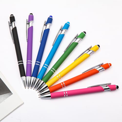 Ballpoint Pen 2-in-1 Stylus 8 Pack, Retractable Ballpoint Pen with Stylus tip Metal Stylus Pen for Touch Screens, 1.0 mm Black Ink (8 PACK) - color: 8 PACK