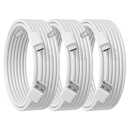 iPhone 17 Charger Cord 3 Pack Apple USB C Cable Fast Charging Type C Charger 10FT USB A to C Cable Cord Compatible with iPhone 17e/17 ProMax/Air/16/16e/15/15 Plus,iPad Mini/Pro/Air,AirPods Pro 2/3/Max
