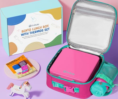 Fimibuke Bento Box for Kids Adult - Leakproof 3-4 Compartments Lunch Bento Box Set with Insulated Food Jar, Water Bottle, Lunch Bag, Sauce Cup & Cutlery for Toddler Teen Shcool Girl Boy Age 3+ - color: A8.Red & Green