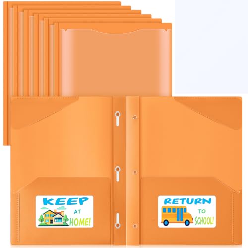 Henoyso 24 Set Take Home Folders with Clear Front Pocket, School-to-Home Communication Folder Bulk for Back to School Classroom, Heavy Duty Plastic Parent-Teacher Homework Folders (Orange) - color: Orange