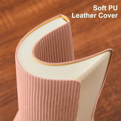 Lined Journal Notebook for Work College Ruled Note Book 7.2"x9.6"B5 PU Leather Daily Journaling 160 Pages for Women Men Writing Home School Supplies Business (Pink) - color: 05-Pink-1pack, style: B5 Lined 160pages