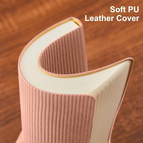 Lined Journal Notebook for Work College Ruled Note Book 5.79"x8.27" A5 PU Leather Daily Journaling 216 Pages for Women Men Writing Home School Supplies Business (Pink) - color: 05-Pink-1pack, style: A5 Lined 216pages