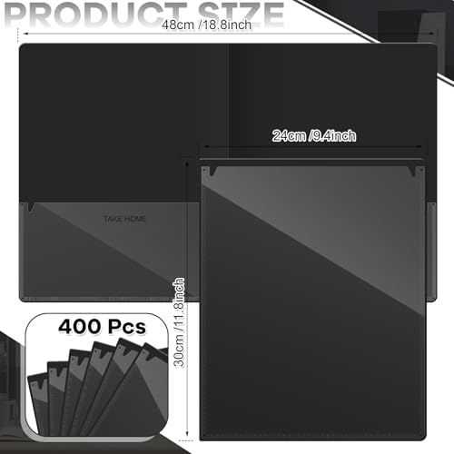Henoyso 400 Pcs Take Home Folders 2 Inside Pockets, Parent Teacher Communication Folder for Students Homework with Clear Front Pocket Heavy Duty, School Classroom Supplies, 11.8 x 9.45 Inch (Black) - color: Black
