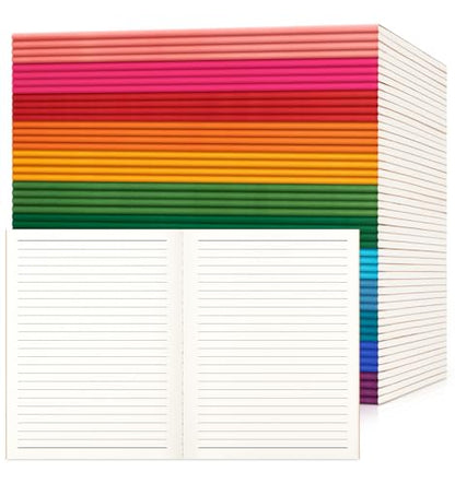 48 Pack Lined Notebook Journals Bulk, 7-1/2" x 9-3/4", Wide Ruled Paper, 30 Sheets/60 Pages, Kraft Cover with Rainbow Spines, 12 Colors Lined Composition Notebook Journal for Work Study Note Taking - style: Lined Paper-48pack