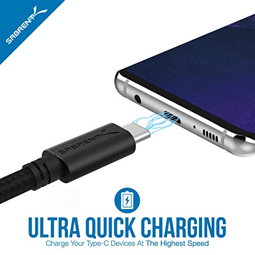 SABRENT [6-Pack 22AWG Premium 6ft USB-C to USB A 2.0 Sync and Charge Cables [Black] (CB-C6X6) - size: 6-FT, style: USB 2.0 [6-PACK]