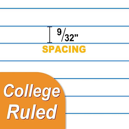 SUNEE Loose Leaf Paper, 900 Sheets, 6 Pack College Ruled Paper, 8 x 10-1/2 Inch Filler Paper, 3 Hole Punch Binder Paper, Loose Leaf Notebook Paper, 150 Sheets/Pack - size: College Ruled | 6 Pack