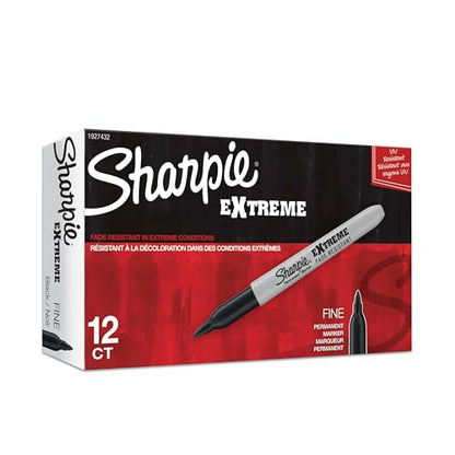 Sharpie Extreme Permanent Markers, Fine Point, Black, 12 Count - Fade Resistant - size: 1 Count (Pack of 12)