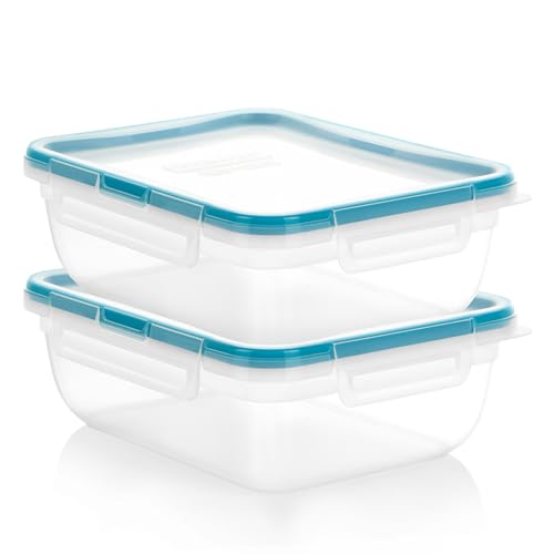 Snapware Plastic Total Solution 2-Pack (8.5-Cup) Food Storage Containers Set, Leakproof & Airtight Plastic Locking Lids Rectangular Tupperware, BPA-Free Lids, Microwave Dishwasher Freezer Safe - size: 2 Pack, style: 8.5 Cup