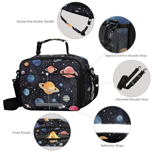 Planet Space Kids Lunch Box Insulated Lunch Bags Cooler Tote Bag with Removable Shoulder Strap for Boy Girl Student 20848878 - color: Space A