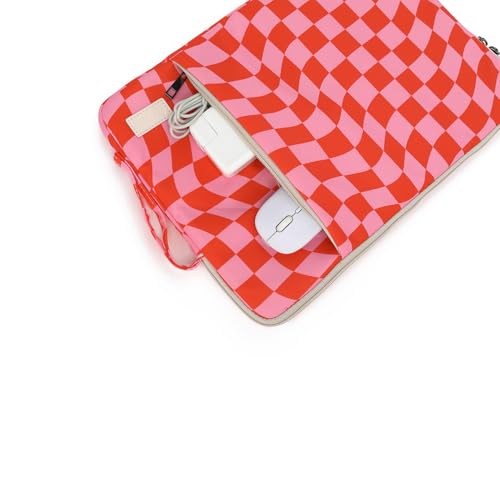 Laptop Sleeve 13.3 inch14 Inch, 15.6inchWater Resistant Traveling Computer Cover with Handle, Shockproof Protective Carrying Laptop Case (Y8-Pink Checker, 14 inch) - color: Y8-Pink Checker, size: 14 inch