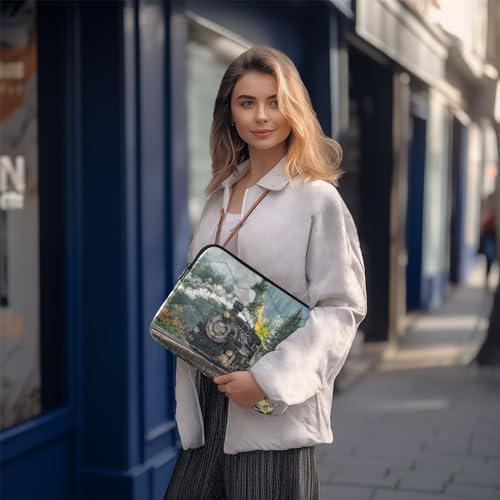 Laptop Sleeve Steam Train Mountain Computer Carrying Case Notebook Briefcase Tablet Puffy Cover Durable Waterproof PC Bag for 13.3-14" Pro Air Max - color: Multi-001