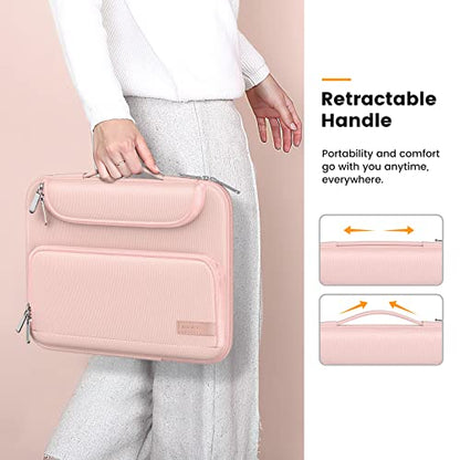 MoKo 9-11 Inch Tablet Sleeve Bag, Fits iPadAir 5/4th 10.9, iPadPro 11 Inch, iPad 9/8th 10.2, iPad 10th 10.9, Tab S8/S9 11",Waterproof Polyester Bag with Double Pockets,Retractable Handle, Pink - color: Pink, style: 9-11 Inch