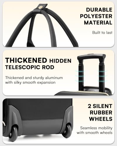 Arcoyard Rolling Backpack for Women, Travel Rolling Laptop Backpack with Wheels, Vertical & Horizontal Storage 2 In 1, Flip-Top Design, Water-Resistant Overnight College Underseat Carry on Luggage - color: Black