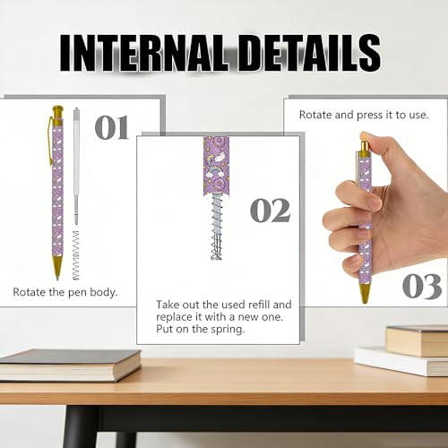 Ballpoint Pen 4Pcs Click Black Ink Metal Retractable 1.0 mm Medium Ballpoint Pens Quick Dry for Office School (Animal) - color: Animal