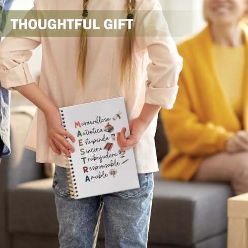 Teacher Spiral Notebook Journal, End of Year Best Teacher Gifts Journal for Notes Planning, Maestra for Notes Planning Gifts, Teachers Office Supplies, 5.5 X 8.3 Inch - color: Maestra