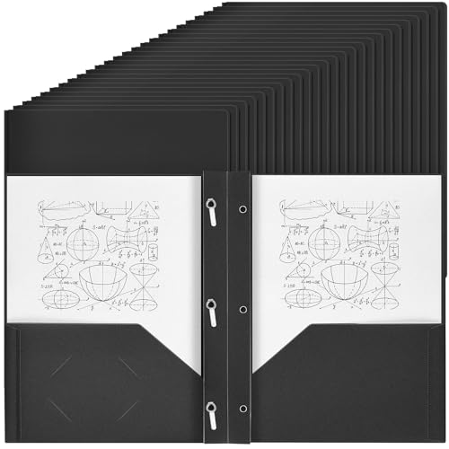 Yeaqee 150 Pack Plastic Folders with Prongs Heavy Duty Plastic 2 Pocket Folder with 3 Prongs, Business Card Slot for Back to School Office Home 11.6 x 9.5 Inch (Black) - color: Black