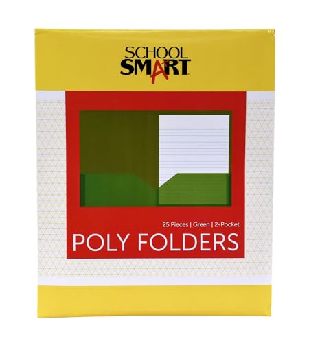 School Smart 2-Pocket Poly Folders, Green, Pack of 25 - color: Green, style: No Fasteners