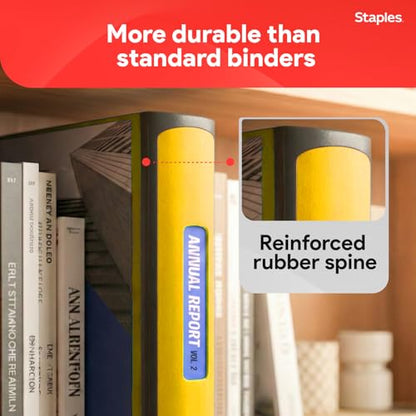 Staples Heavy-Duty 3-Inch D-Ring Binder, Yellow – Large Capacity 3-Ring Binder, Holds Up to 600 Sheets for School & Office - color: Yellow, size: 3-Inch, style: 1 Pack