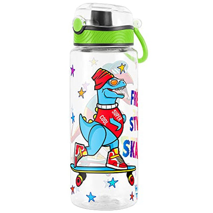 Cute Water Bottle for School Kids Girls, BPA FREE Tritan & Leak Proof & Easy Clean & Carry Handle, 23oz/ 680ml (Skateboarding) - color: Skateboarding