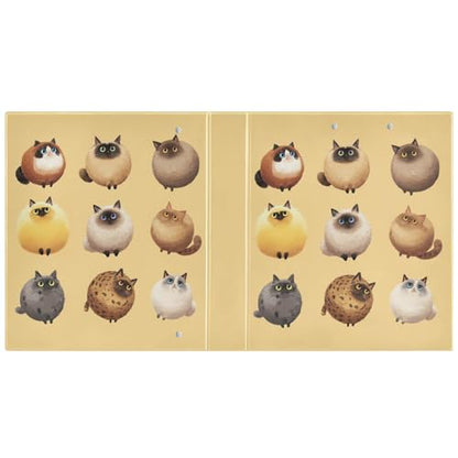Fustylead Round Fluffy Chubby Cat Pattern Funny 3 Ring Binder, D-Rings 1.5" Hardcover Folder, Fits 200 Sheets of A4 Paper, Durable Clipboard & Clean View with Inside Pockets for School Home Office - size: 12.4x10.63x2.36 Inch-1 Pack