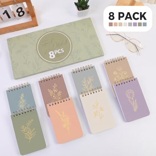 SKYDUE Pocket Notepads with Aesthetic Covers, Small Notebooks, Mini Spiral Notebook with Lined Pages Nursing School Essentials, Set Of 8 Gold - color: Gold