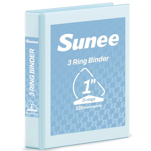 SUNEE 3 Ring Binder 1 Inch D Ring, Clear View Binder Three Ring PVC-Free (Fit 8.5x11 Inches) for School or Office Supplies, Pastel Blue, 1 Pack - color: Pastel Blue, size: 1 Inch, style: 1 Pack