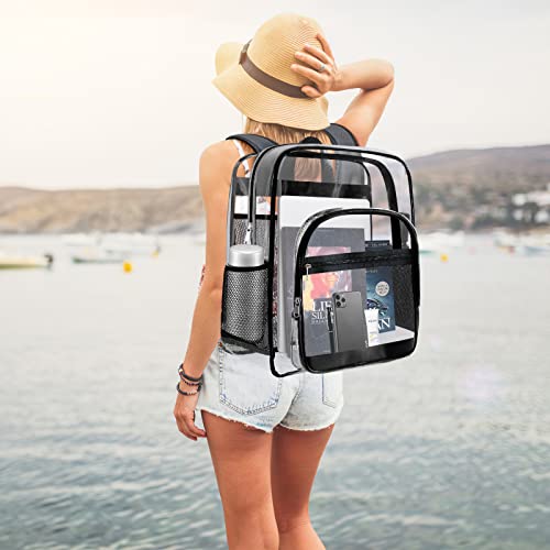 Clear Backpack,Sturdy Shape Heavy Duty Large Clear Backpack - color: B-clear