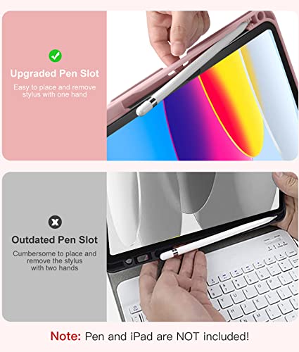 Hamile for iPad 11th 10th Generation Case with Keyboard - 7 Colors Backlit Wireless Detachable Folio Keyboard Cover with Pencil Holder for iPad 11-inch A16 2025 10th Gen 10.9 Inch 2022 (Light Pink) - color: Light Pink