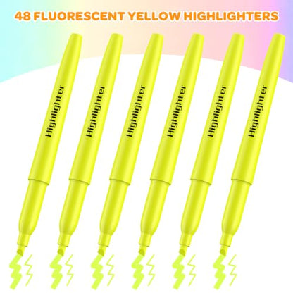 48 Count Yellow Highlighters Bulk - Chisel Tip, No Bleed & Quick Dry, Ideal for Note Taking, Studying, School, Office, Student & Teacher Supplies - color: Yellow