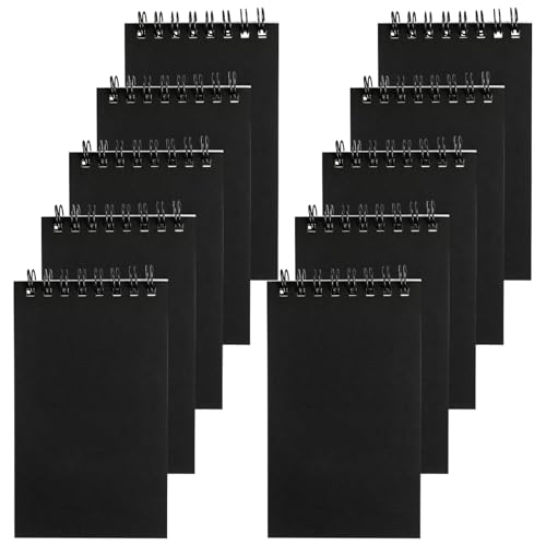 Hxezoc 10 Pack Small Pocket Notebooks, 3 x 5 Inches Mini Black Spiral Pocket Notebook with Lined Pages Memo Pads for Kids Home Office School Classroom Decoration Supplies - style: Black
